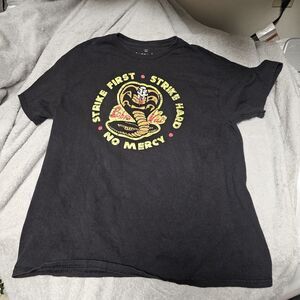 COBRA KAI Men's / Unisex Black T-Shirt with Colorful Front Graphic Print. Size L